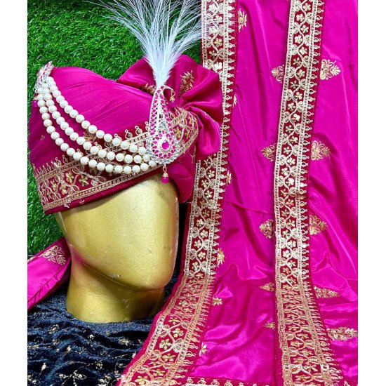Designer Thread Work Rani Color Safa Set