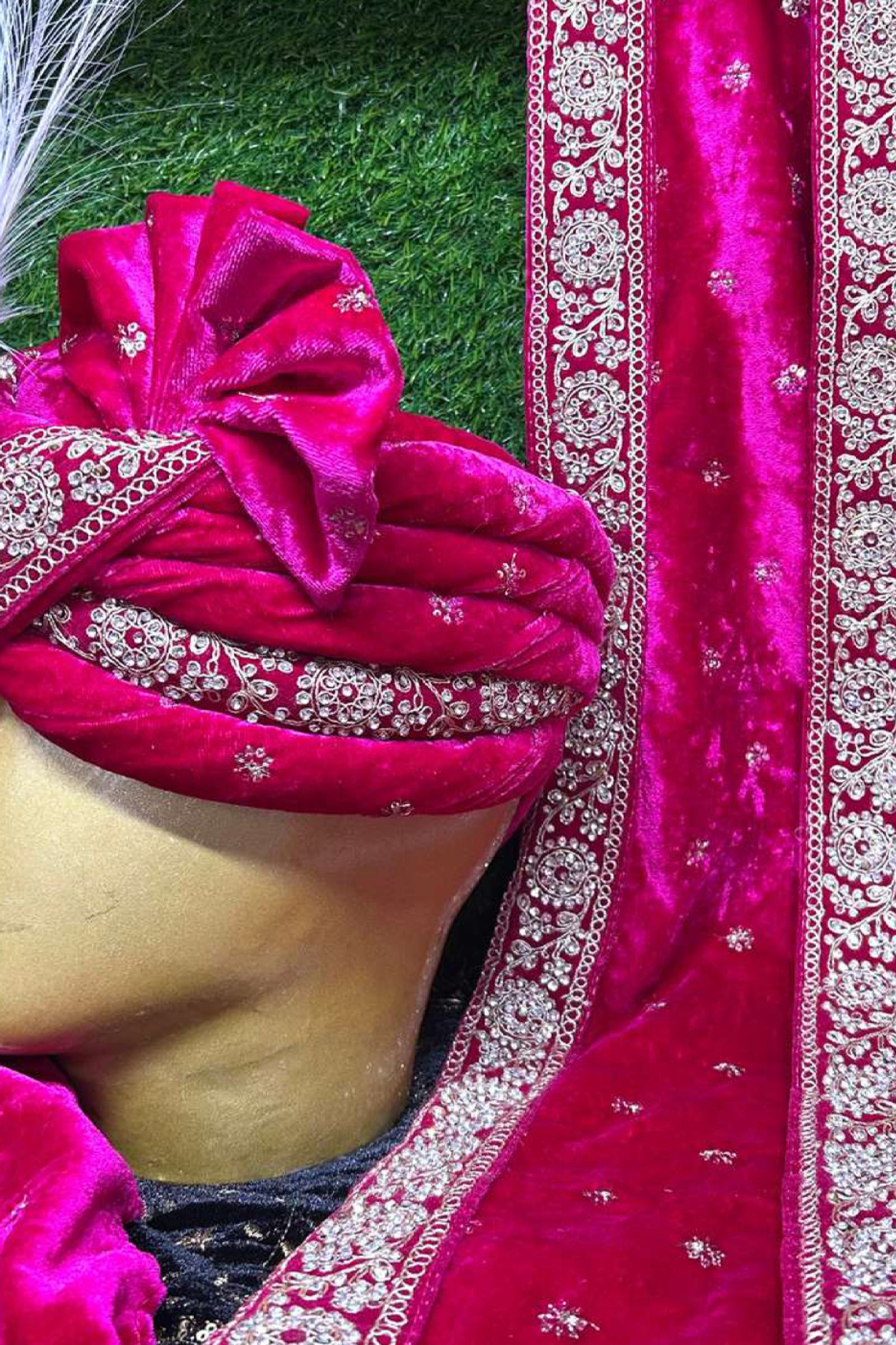 Designer Sequence Work Rani Colored Safa And Stole 