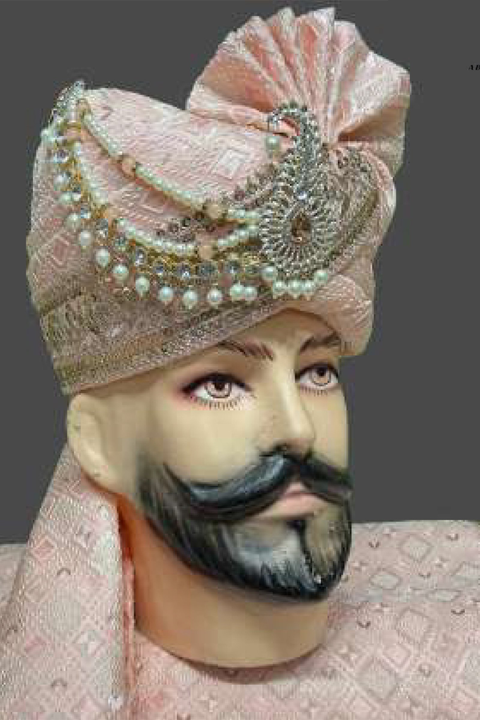 Designer Peach Colored Groom Turban & Stole