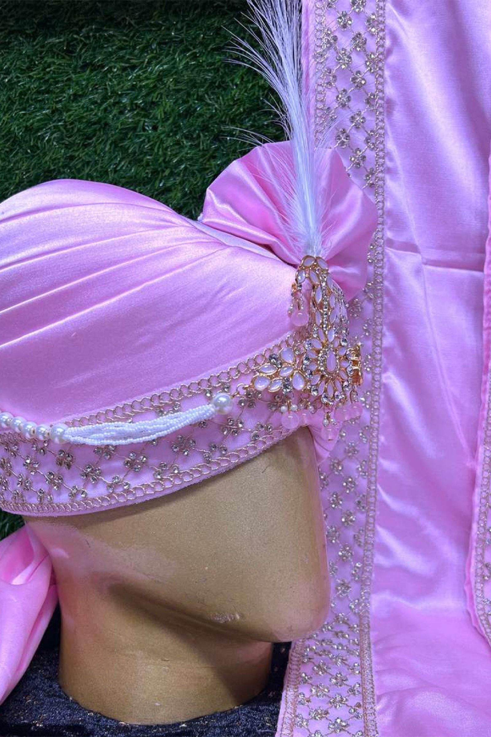Designer Power Pink Dyeable Wedding Safa And Stole 