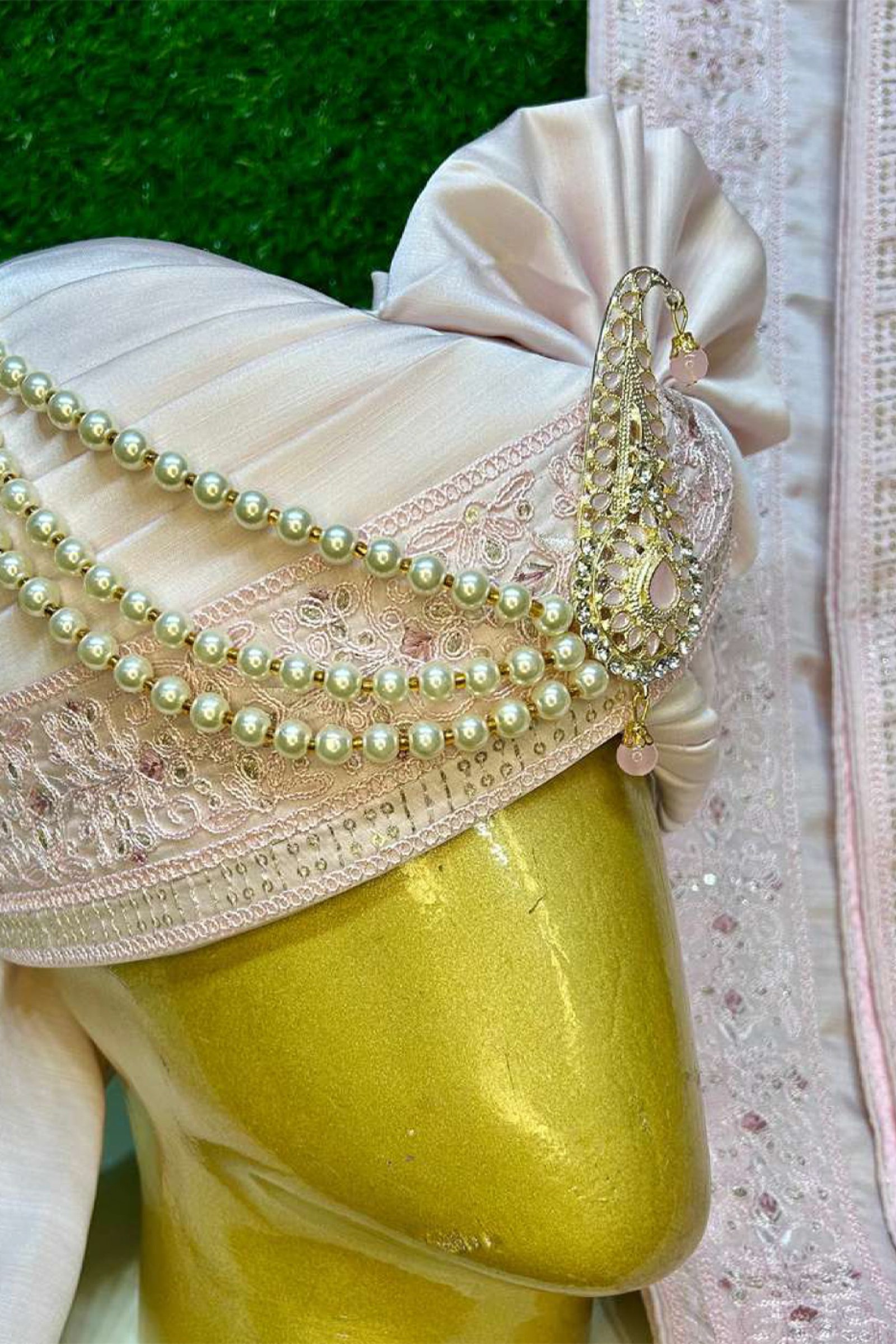 Designer Beige Colored Embroidery Work Pagari & Dupatta