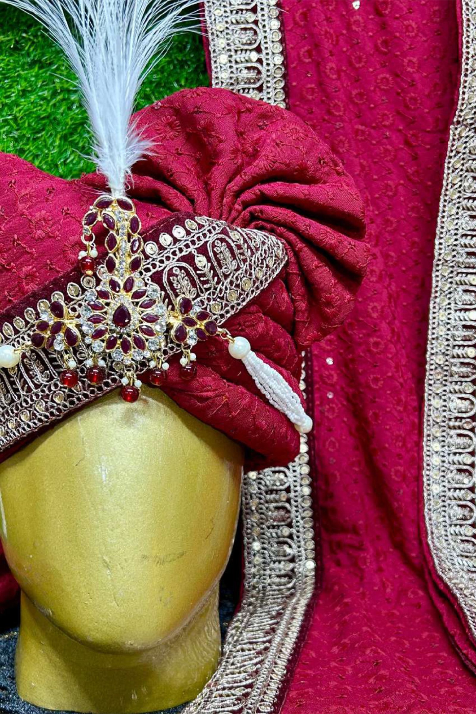 Designer Mehroon Sequence Work Safaset For Wedding