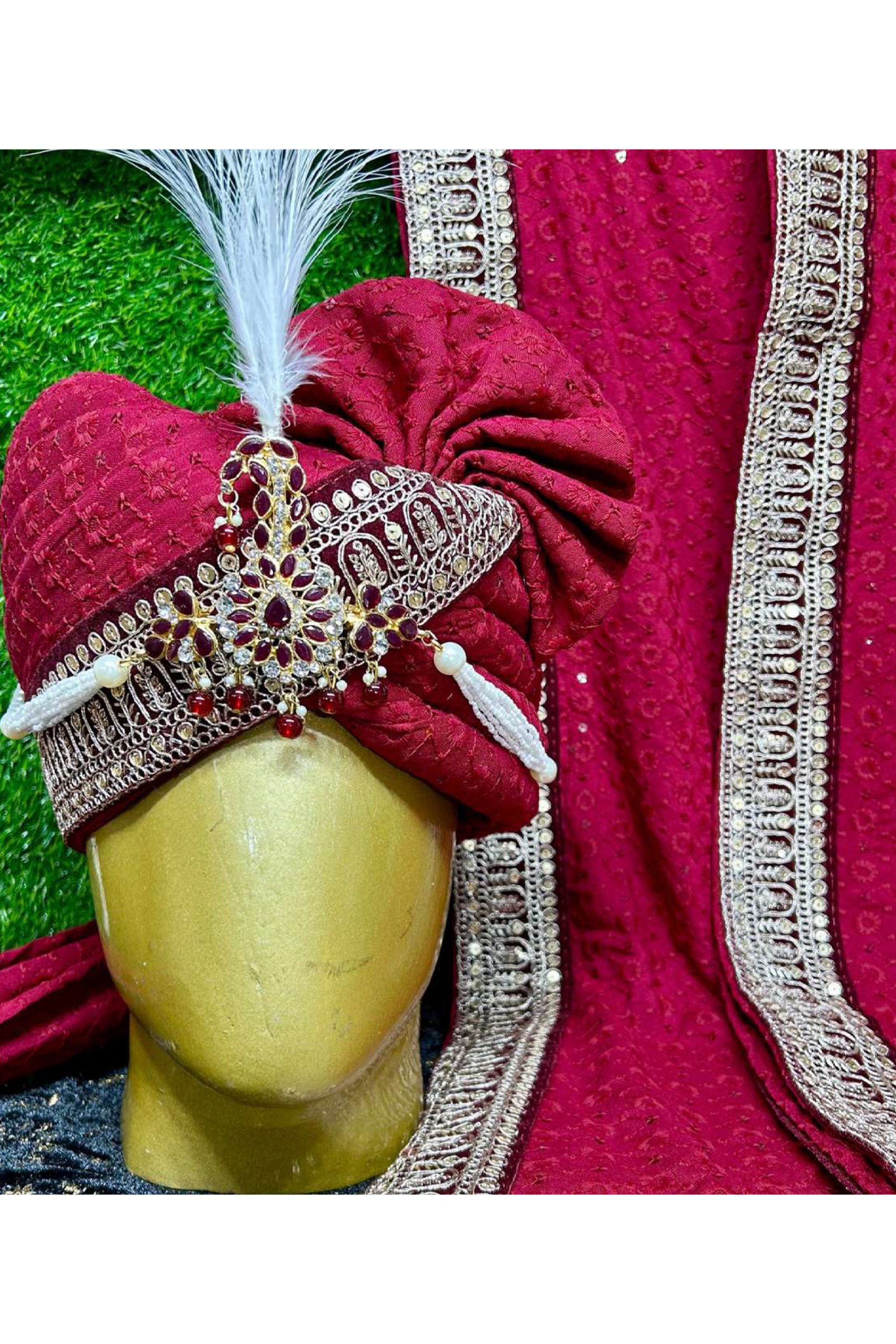 Designer Mehroon Sequence Work Safaset For Wedding