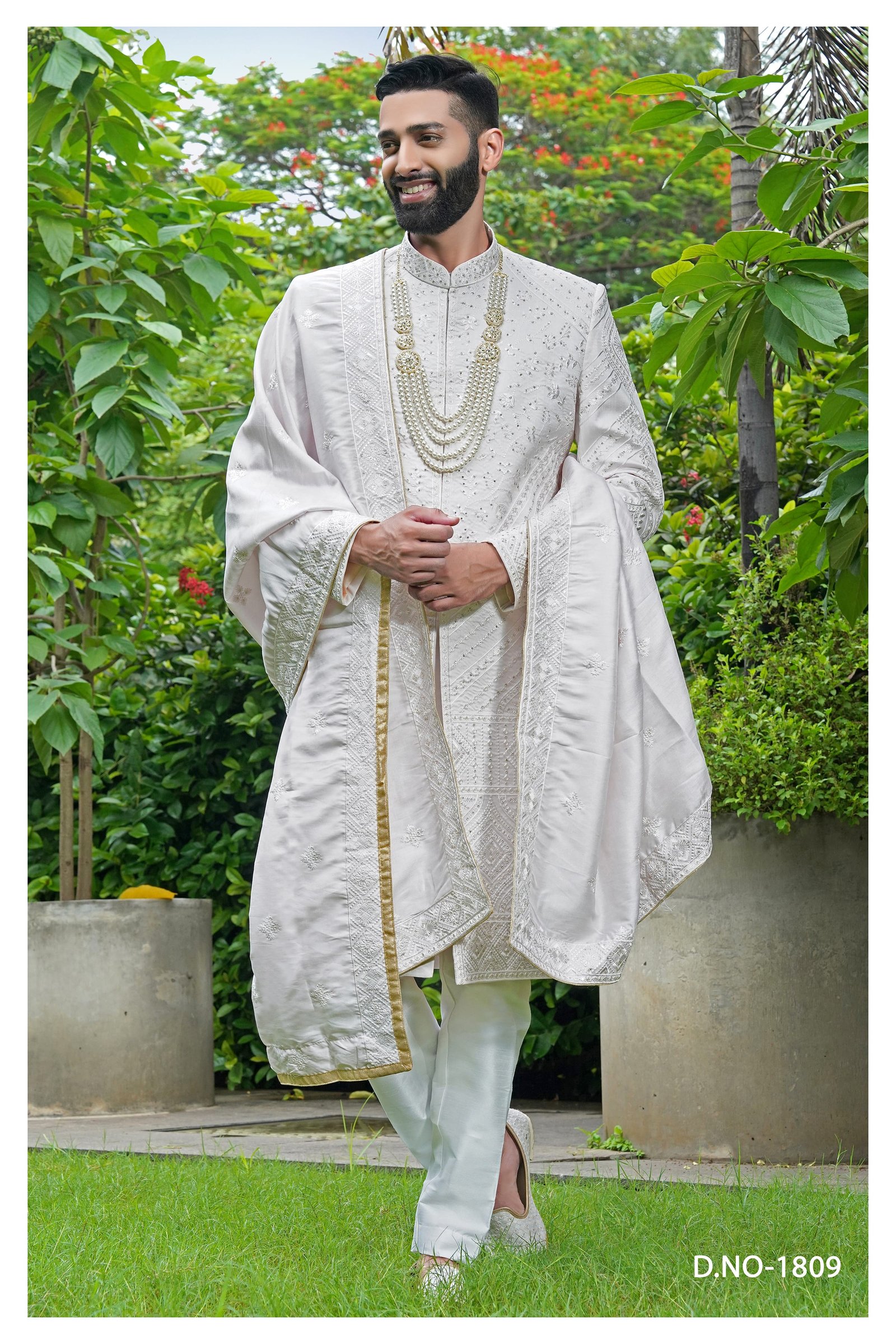 Designer Sequence & Embroidered Work Sherwani For Groom