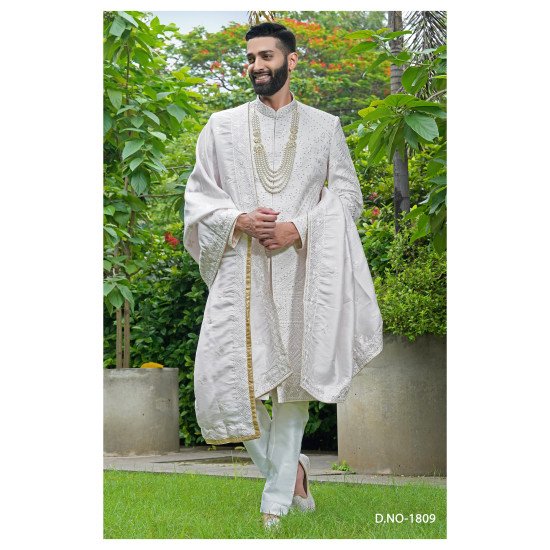Designer Sequence & Embroidered Work Sherwani For Groom