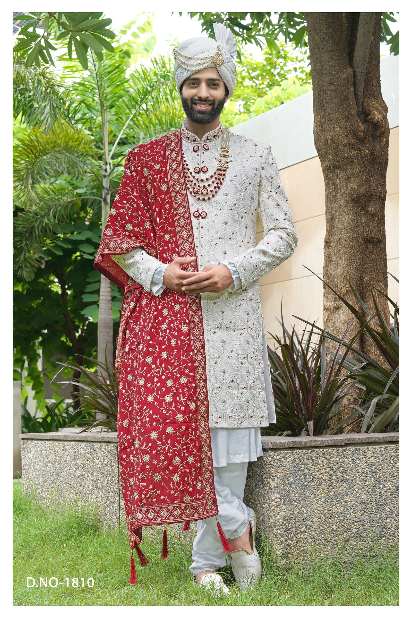 Designer Mehroon Touch Embroidered Work Sherwani