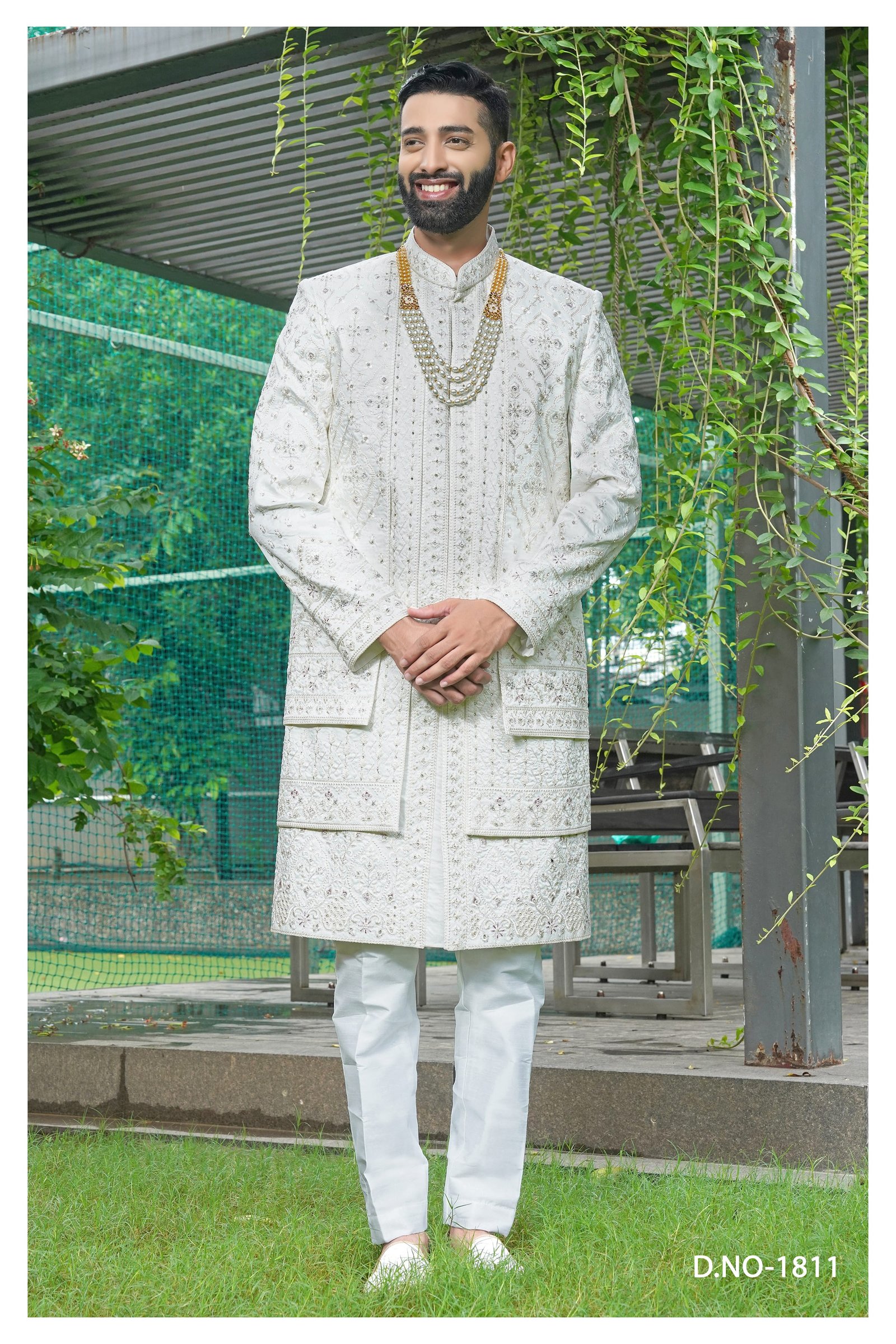 Designer Double Pattern Wedding Sherwani