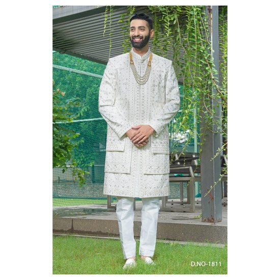 Designer Double Pattern Wedding Sherwani