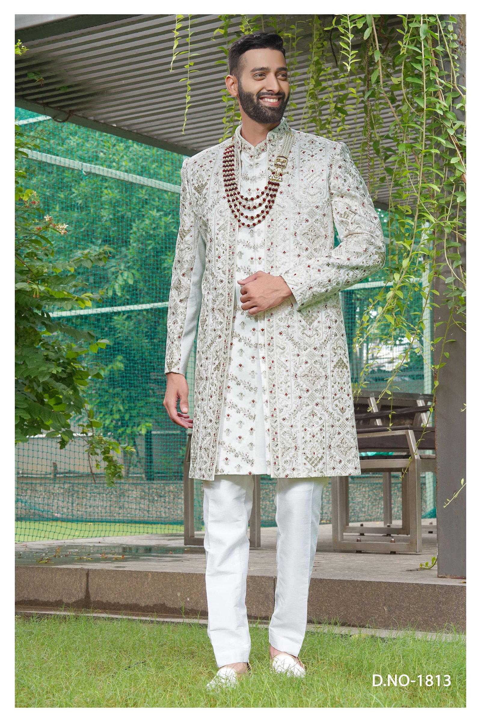 Designer Short Pattern Wedding Sherwani For Men