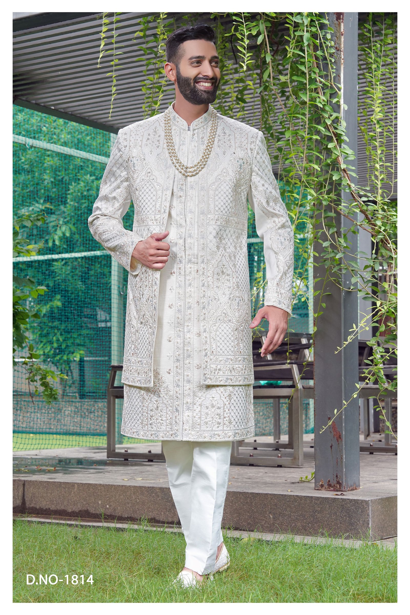 Designer Double Pattern Wedding Sherwani For Groom