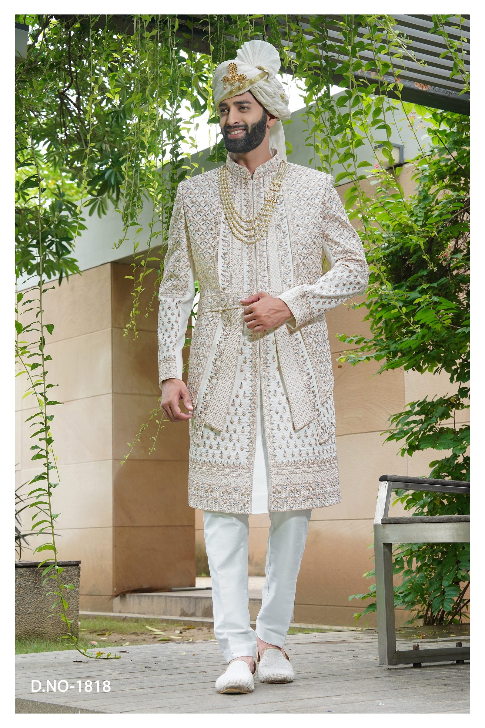 Designer Three Layred Mehroon Touch Wedding Sherwani