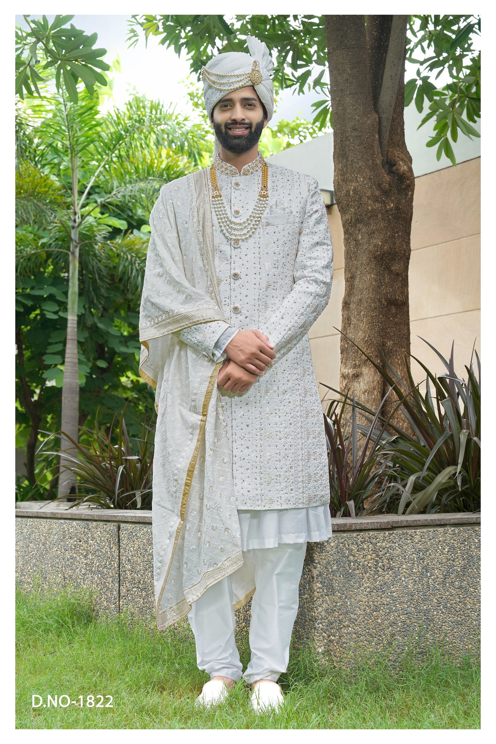 Designer Sequence Work Kurta Pattern Sherwani For Groom