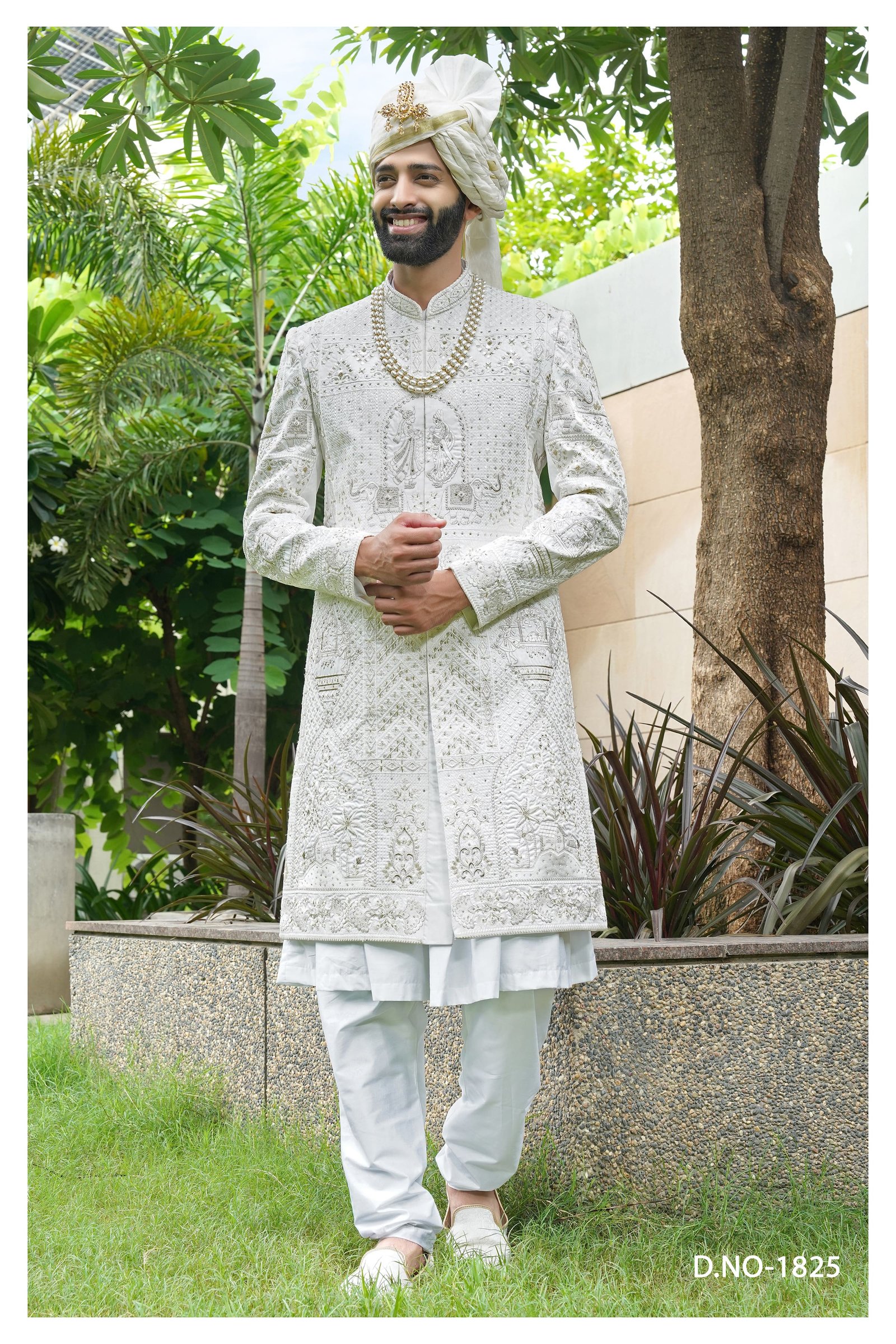 Designer Motif Embroidered Wedding Sherwani For Groom