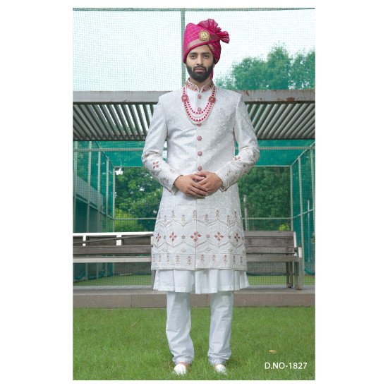 Designer Rani Touch Wedding Sherwani For Groom