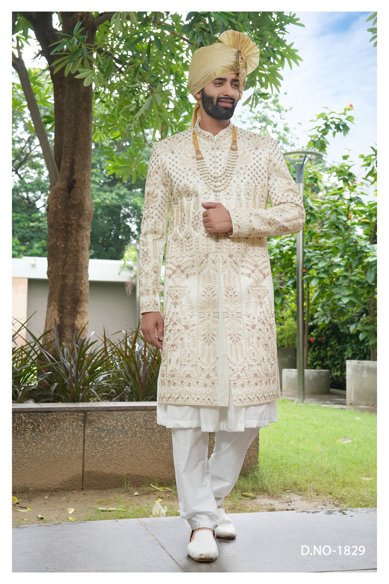 Designer Golden Touch Stone Work Sherwani