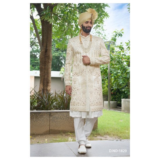 Designer Golden Touch Stone Work Sherwani