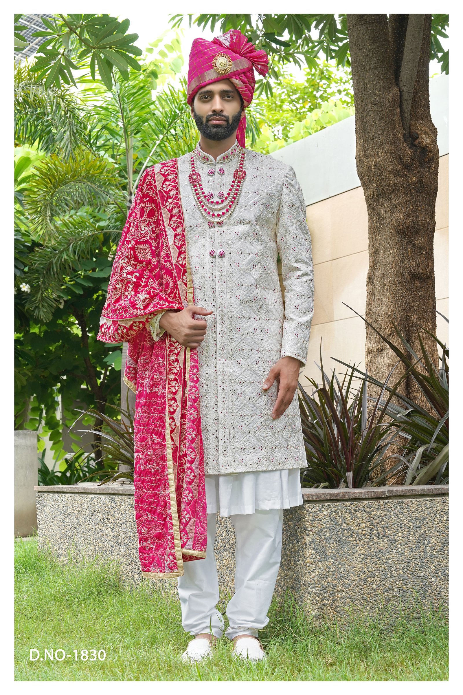 Designer Rani Touch Sequece Work Wedding Sherwani For Groom