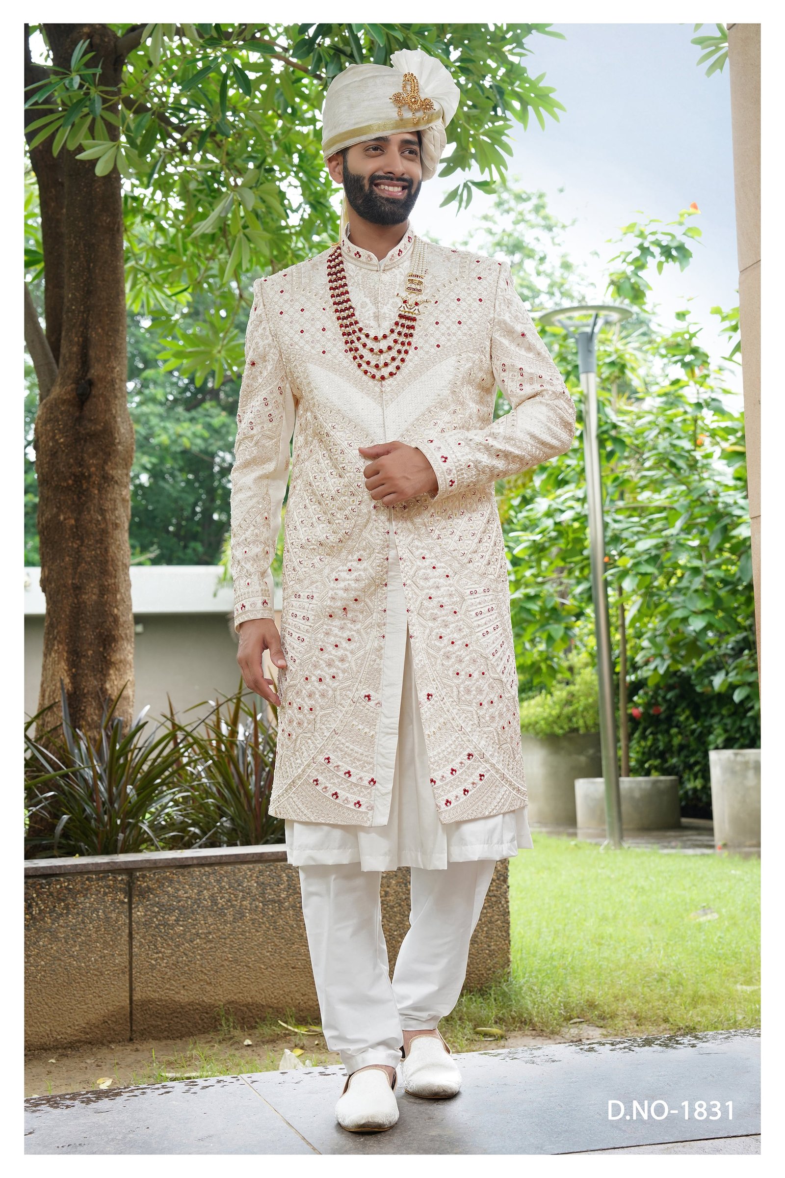 Designer Mehrron Touch Wedding Sherwani For Men