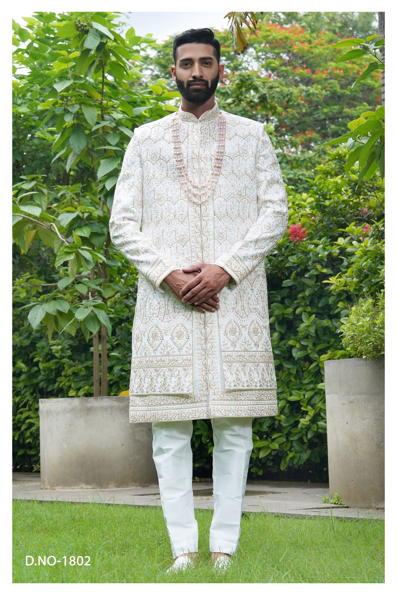 Designer Double Layer Stone Touch Wedding Sherwani