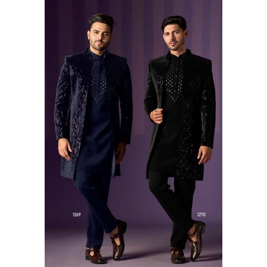 Bespoke Jodhpuri Achkan Sets with Vertical Sequin Stripes