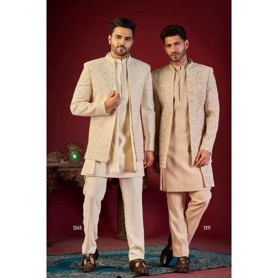 Modern Indo-Western Sherwani with Mandarin Collar