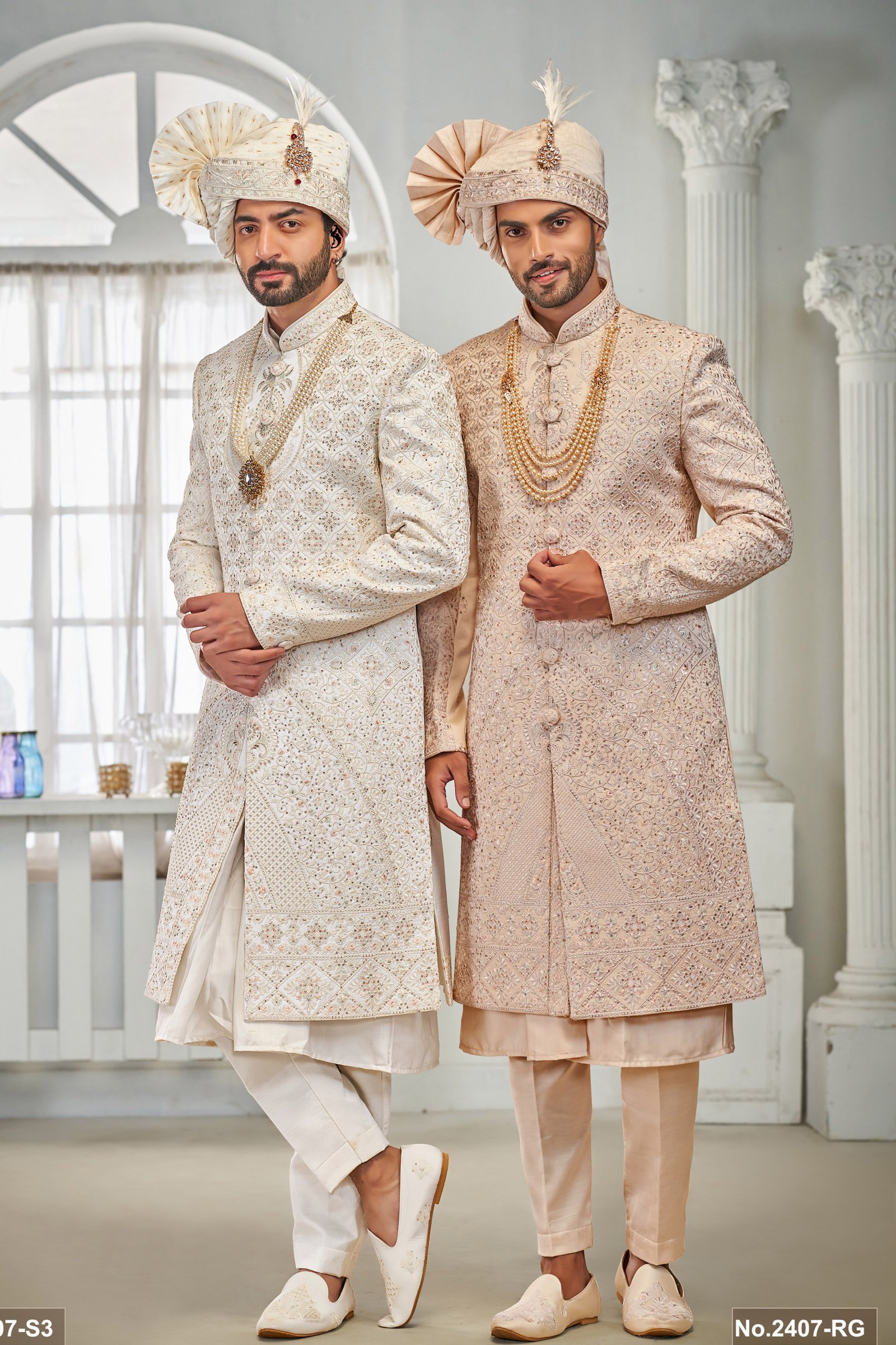 Designer Stone Work Wedding Sherwani For Groom