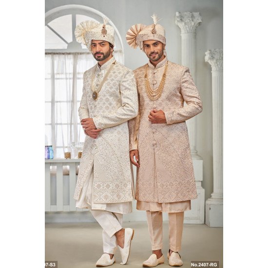 Designer Stone Work Wedding Sherwani For Groom