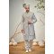 Designer Grayish Blue Double Pattern Sherwani For Groom 