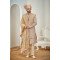Designer Beige Color With Mehroon Touch Double Pattern Groom Sherwani 