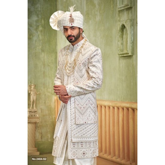 Designer Three Layred Wedding Sherwani For Men