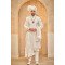 Designer Off White Achkan Pattern Stone Work Wedding Sherwani