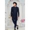 Designer Navy Blue Handwork Double Pattern Indo Western