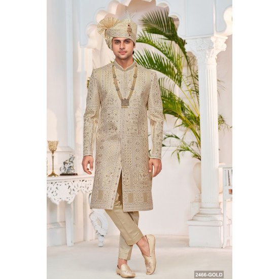 Designer Copper Sequence Work Achkan Pattern Sherwani