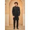 Designer Black Embroidery & Sequence Work Three Layer Indo Western For Groom