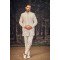 Designer Cream Colored Double Pattern Indowestern For Groom