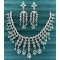 Designer American Diamond Necklace Set With Sea Green Stone