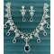 Designer Navy Blue Touch Floral Vine CZ Necklace Set with Teardrop Pendant & Earrings