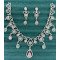 Designer Floral Vine CZ Necklace Set with Teardrop Pendant & Earrings