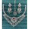 Multicolor Cubic Zirconia Bridal Necklace Set with Square Pendant Teardrops & Tikka