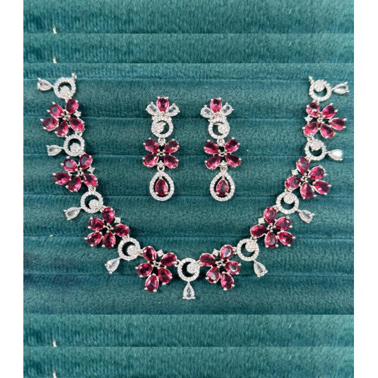 Delicate Blossom Necklace Set – Crystal Petal Design for Weddings