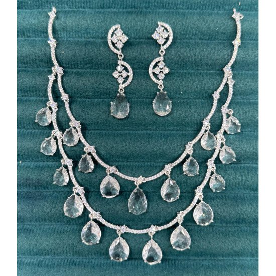 Designer Transparent Necklace Set for Festive Look – Imitation Gemstones