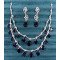 Cubic Zirconia Bridal Jewelry Set with Blue Pear Drop Stones & Matching Earrings
