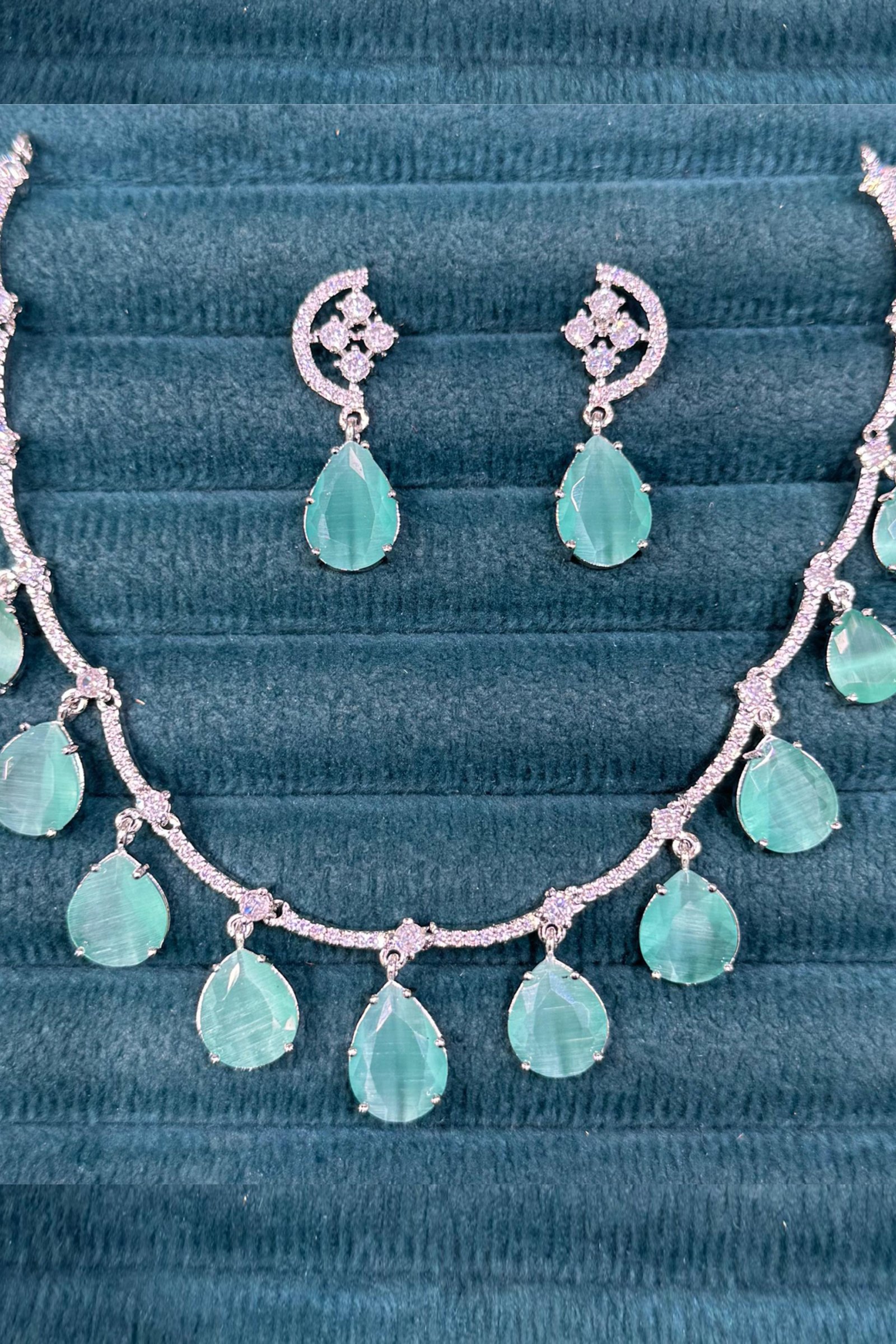 Designer Mint Green Stone Work Necklace 