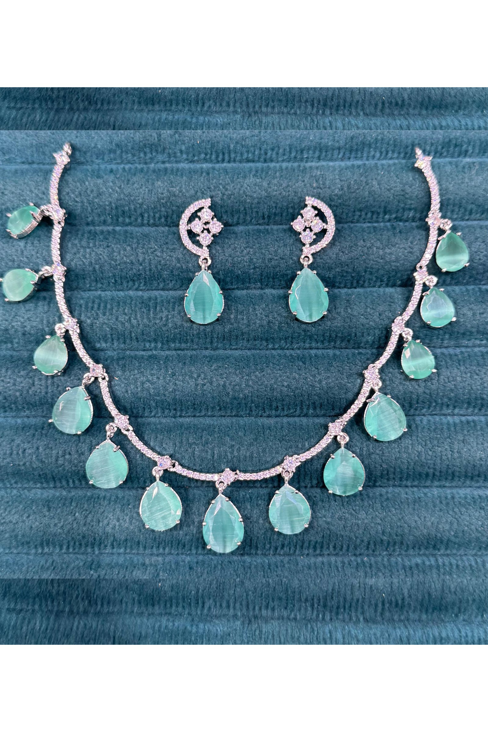 Designer Mint Green Stone Work Necklace 