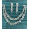 Square Cut Dual Layer CZ Necklace Set with Floral Motif – Bridal Elegance