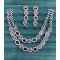Dual-Layer CZ Necklace Set with Teardrop Color Stones – Green, Pink, Blue, Red