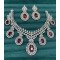 Majestic Red Stone Bridal Set – Leafy CZ Necklace with Statement Earrings