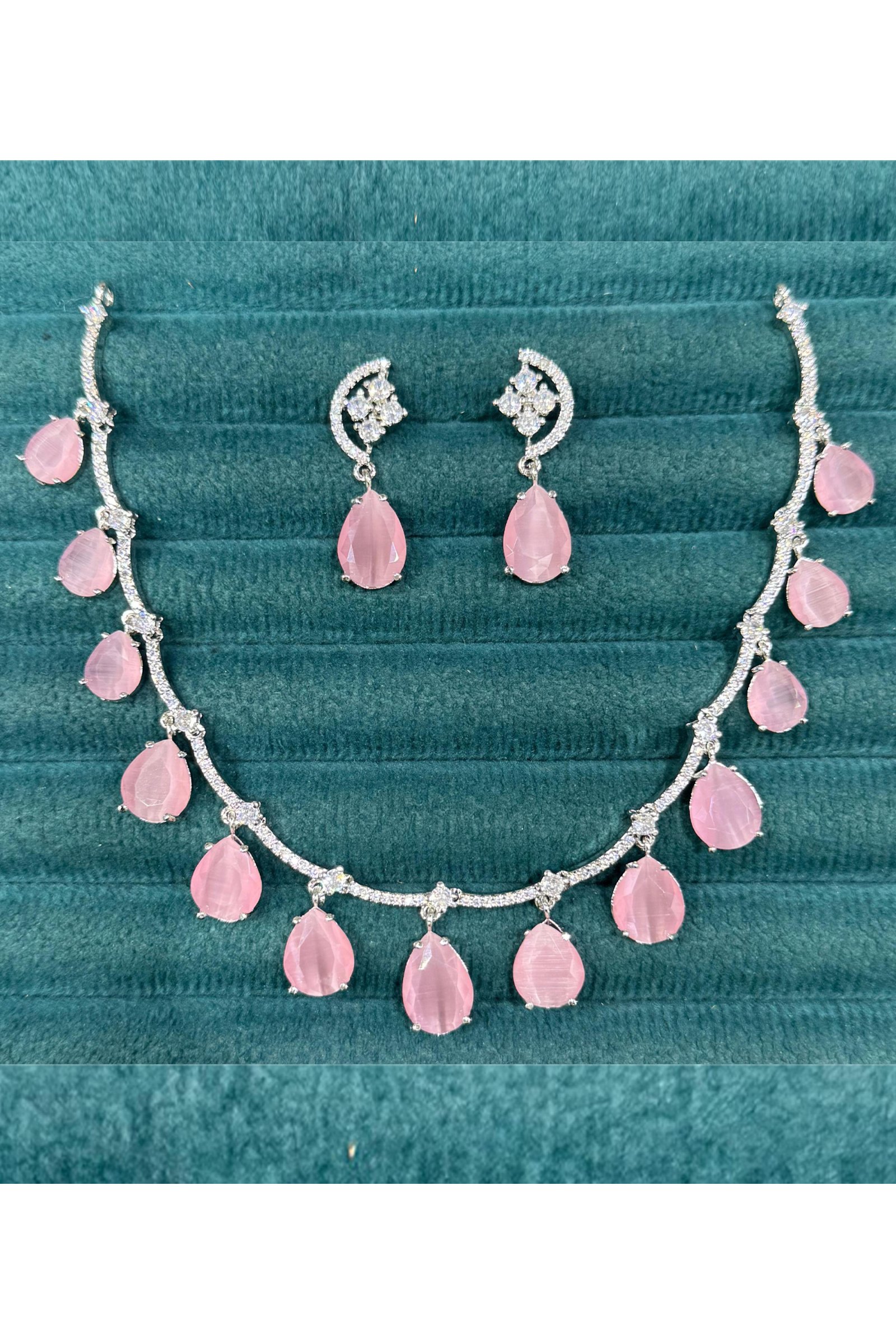 Designer Pink Stone Work Necklace