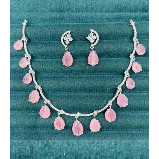 Designer Pink Stone Work Necklace