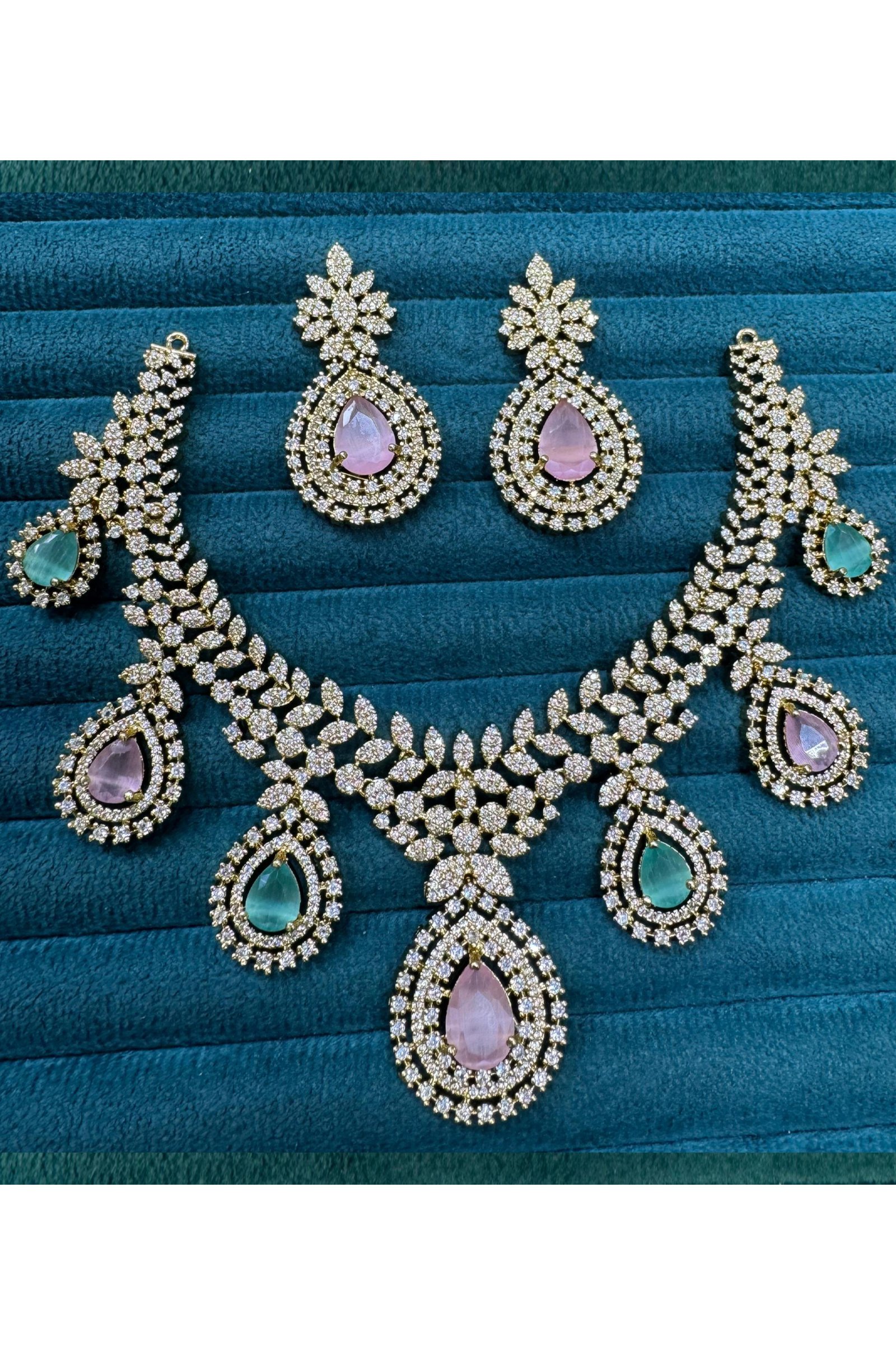 American Diamond Dual Color Necklace Set for Wedding & Party 